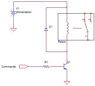 Schema commande de relais à base de transistor bipolaire